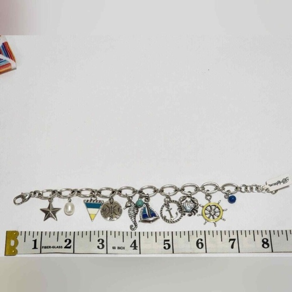 Brighton Blue Water crab, seahorse, star, sailboat, and pearl charm bracelet new - Picture 5 of 9